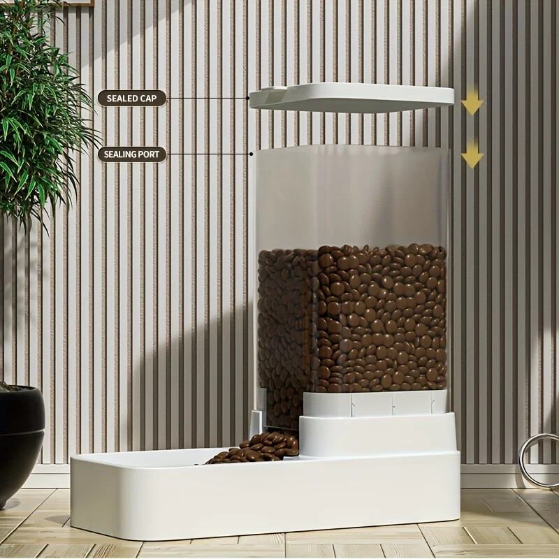 Plastikinis naminių gyvūnėlių tiektuvo ir girdyklos rinkinys, gravitacinis maisto dozatorius, vandens talpykla, neelektrinis, automatinis, katė, šuo, 2,1 kg