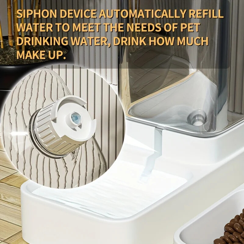 Plastikinis naminių gyvūnėlių tiektuvo ir girdyklos rinkinys, gravitacinis maisto dozatorius, vandens talpykla, neelektrinis, automatinis, katė, šuo, 2,1 kg