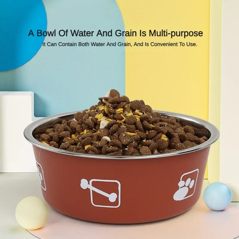 Patvarus naminių gyvūnėlių ėdalo dubuo iš nerūdijančio plieno Dviejų sluoksnių sutirštintas neslystantis vandens naminių gyvūnėlių tiektuvas Universalus katėms ir šunims