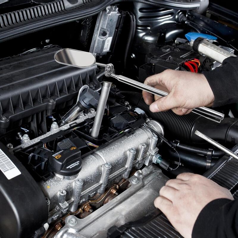 Mašinos apžiūros veidrodis 360 laipsnių sukimosi mechanika veidrodinis teleskopinis veidrodis ištraukiamas tikrinimas nerūdijančio plieno aptikimas