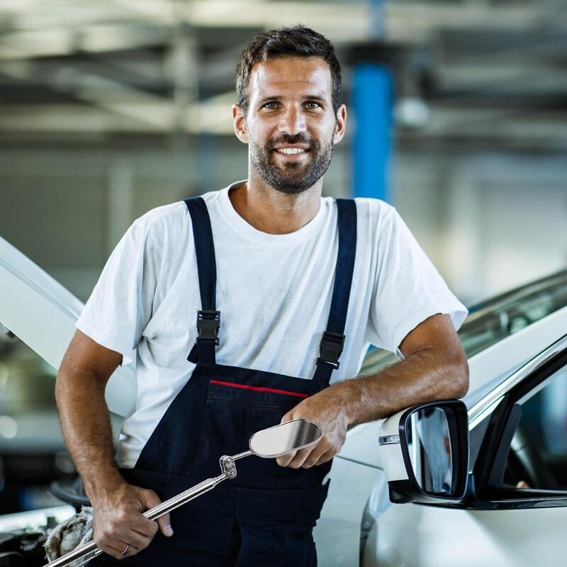 Mašinos apžiūros veidrodis 360 laipsnių sukimosi mechanika veidrodinis teleskopinis veidrodis ištraukiamas tikrinimas nerūdijančio plieno aptikimas