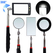 Automašīnas šasijas endoskops 360° teleskopiskais spoguļi leņķis LED gaismas palielinājums pārbaude spogulis automašīnu remonts noteikšanas rīki