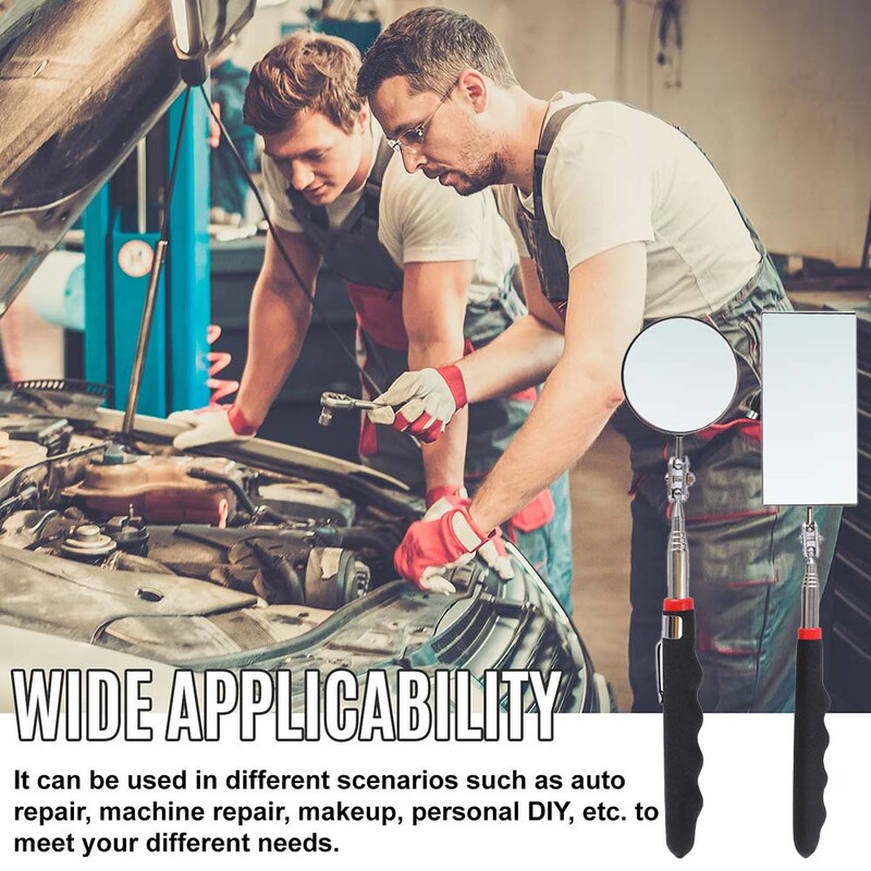 Automašīnas šasijas endoskops 360° teleskopiskais spoguļi leņķis LED gaismas palielinājums pārbaude spogulis automašīnu remonts noteikšanas rīki