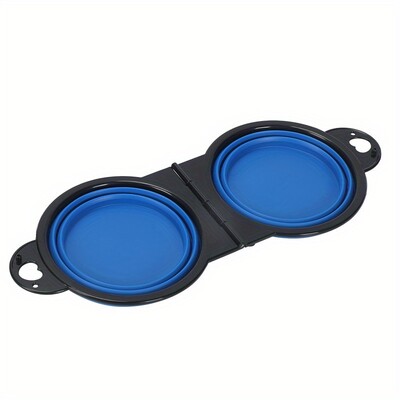 1 vnt. Sulankstomas naminių gyvūnėlių dvigubas dubuo Nešiojamasis šunų kelioninis dubuo Sulankstomas šunų maisto dubuo vandens dubuo, skirtas kelionėms lauke