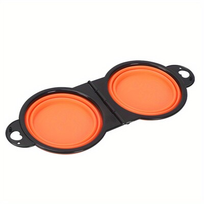 1 vnt. Sulankstomas naminių gyvūnėlių dvigubas dubuo Nešiojamasis šunų kelioninis dubuo Sulankstomas šunų maisto dubuo vandens dubuo, skirtas kelionėms lauke