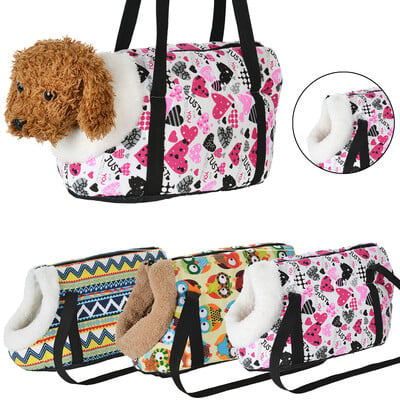 Χειμερινή τσάντα σκύλου Puppy Fleece Pad Carrier Tote για σκύλους Γάτες Σακίδιο ώμου γατούλας Εξωτερική τσάντα για κατοικίδια ζώα ταξιδιού Γαλλικό μπουλντόγκ