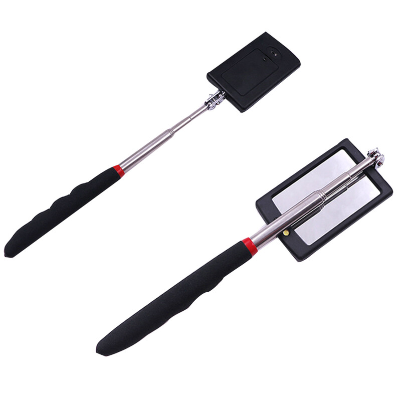 1 gab. Teleskopisks noteikšanas spogulis, kas uzstādīts automašīnā, universāls salokāms kvadrātveida spogulis ar apgaismojumu automašīnas apakšējā endoskopa pārbaudes spogulis