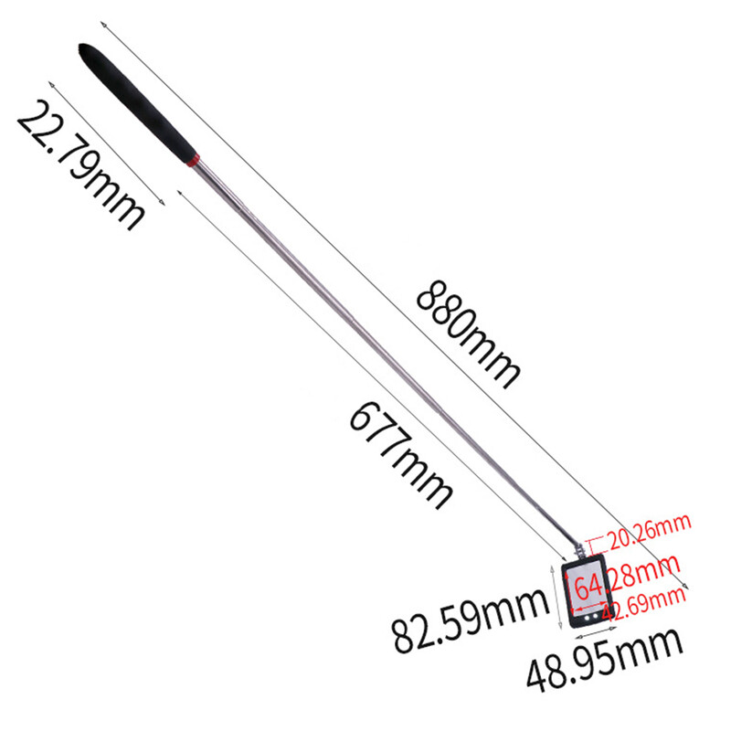 1 gab. Teleskopisks noteikšanas spogulis, kas uzstādīts automašīnā, universāls salokāms kvadrātveida spogulis ar apgaismojumu automašīnas apakšējā endoskopa pārbaudes spogulis