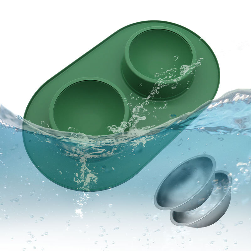 Dvigubas naminių gyvūnėlių dubenėlis šunų gėrimo dubuo nuo slydimo Imtynių šunų ir kačių lėto maisto dubuo, apsaugantis nuo naminių gyvūnėlių tiektuvo nerūdijančio plieno