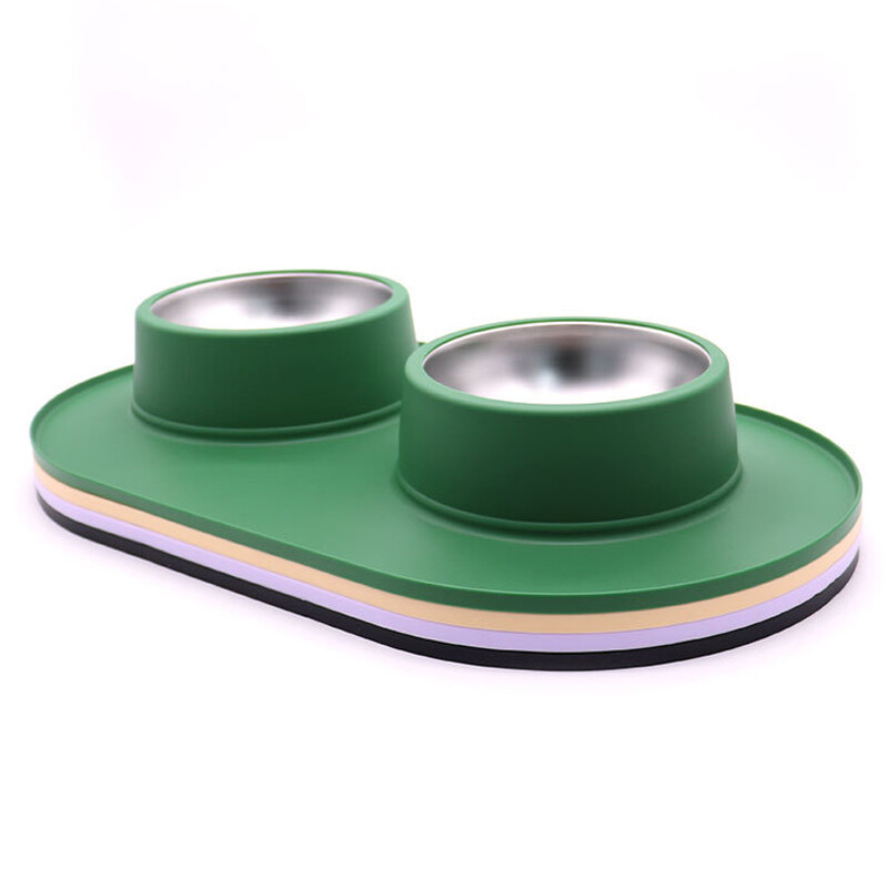 Dvigubas naminių gyvūnėlių dubenėlis šunų gėrimo dubuo nuo slydimo Imtynių šunų ir kačių lėto maisto dubuo, apsaugantis nuo naminių gyvūnėlių tiektuvo nerūdijančio plieno