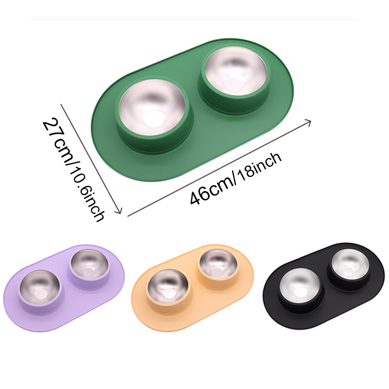 Dvigubas naminių gyvūnėlių dubenėlis šunų gėrimo dubuo nuo slydimo Imtynių šunų ir kačių lėto maisto dubuo, apsaugantis nuo naminių gyvūnėlių tiektuvo nerūdijančio plieno