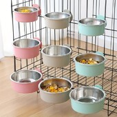 Lolojumdzīvnieku bļoda pret apgāšanos, regulējama nerūsējošā tērauda lolojumdzīvnieku bļoda, ideāls piekarināms padevējs suņu barības un ūdens nodrošināšanai