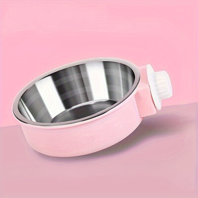 Lolojumdzīvnieku bļoda pret apgāšanos, regulējama nerūsējošā tērauda lolojumdzīvnieku bļoda, ideāls piekarināms padevējs suņu barības un ūdens nodrošināšanai