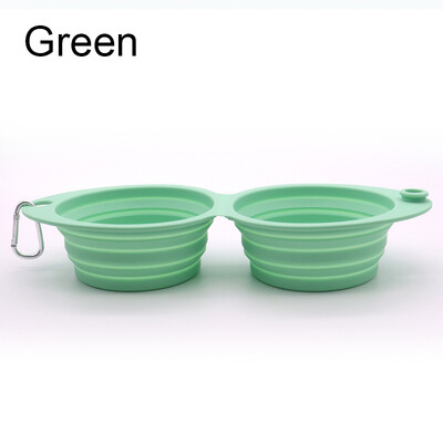 Skladacia miska pre psov, silikónová dvojitá miska, skladacia miska na krmivo pre psov, voda, vonkajšia cestovná miska na pitie pre psov