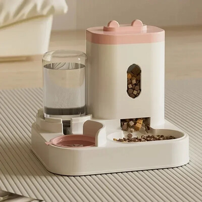 Automatinis tiektuvas kačių šunų ėdalo dubuo su vandens fontanu naminiams gyvūnėliams didelės talpos pakeliamas stovas, skirtas kačių girdyklos priedams