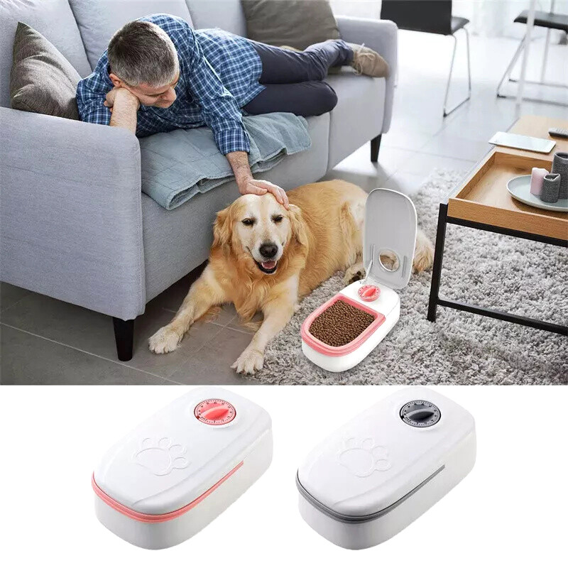 Automatinis šėrytuvas katėms ir mažiems šunims sauso arba pusiau drėgno ėdalo dozatorius su 48 valandų laikmačiu, skirtas šuniuko kačiuko naudojimui namuose