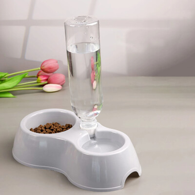 Naminių kačių dubuo automatinis tiektuvas vandens dozatorius šunų kačių ėdalo dubuo su pakeltu gėrimo stovu Dvigubas indas katėms šunims augintiniams