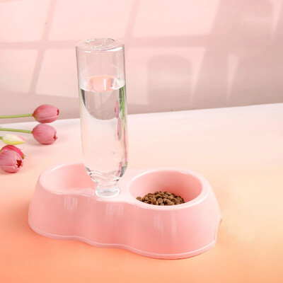 Naminių kačių dubuo automatinis tiektuvas vandens dozatorius šunų kačių ėdalo dubuo su pakeltu gėrimo stovu Dvigubas indas katėms šunims augintiniams