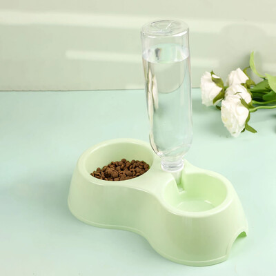 Naminių kačių dubuo automatinis tiektuvas vandens dozatorius šunų kačių ėdalo dubuo su pakeltu gėrimo stovu Dvigubas indas katėms šunims augintiniams