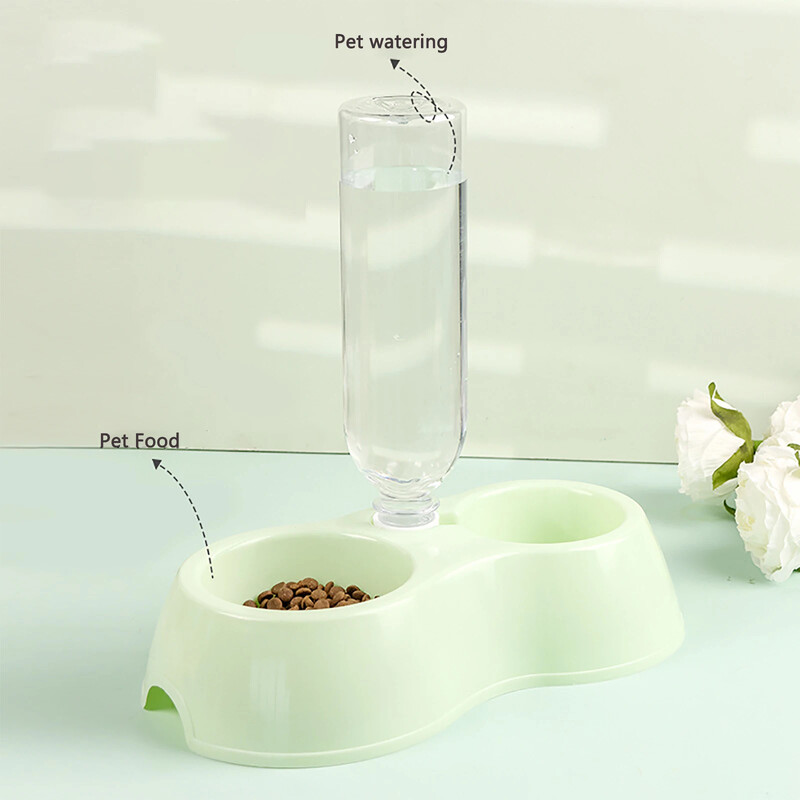 Naminių kačių dubuo automatinis tiektuvas vandens dozatorius šunų kačių ėdalo dubuo su pakeltu gėrimo stovu Dvigubas indas katėms šunims augintiniams