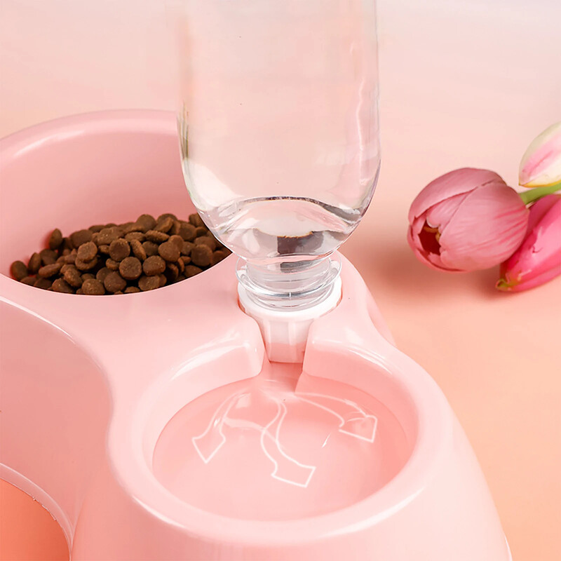 Naminių kačių dubuo automatinis tiektuvas vandens dozatorius šunų kačių ėdalo dubuo su pakeltu gėrimo stovu Dvigubas indas katėms šunims augintiniams