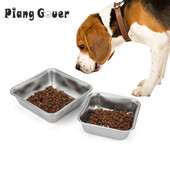 Bol pătrat din oțel inoxidabil pentru animale de companie Bol dreptunghiular pentru băutură cu mâncare pentru câini
