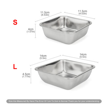 Квадратна купа за домашни любимци от неръждаема стомана Правоъгълна купа за храна за кучета за котки