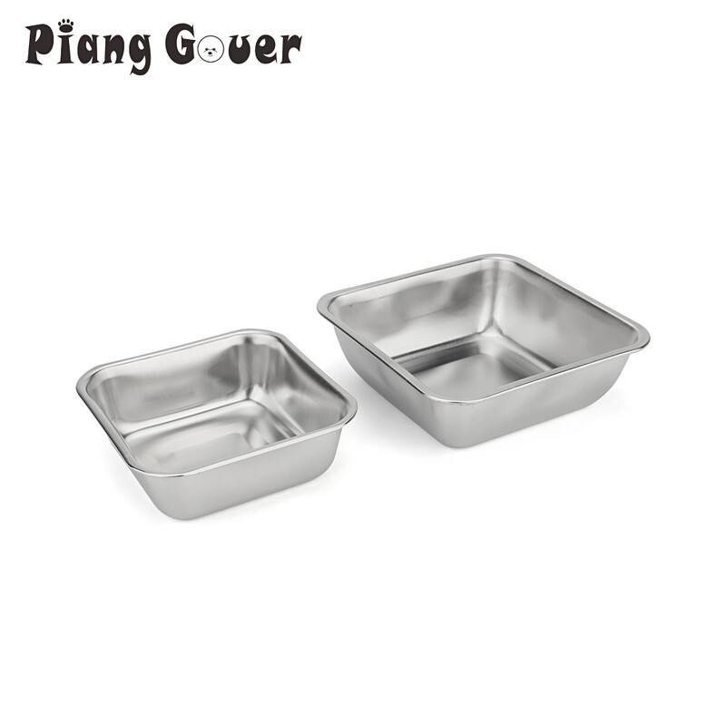 Bol pătrat din oțel inoxidabil pentru animale de companie Bol dreptunghiular pentru băutură cu mâncare pentru câini