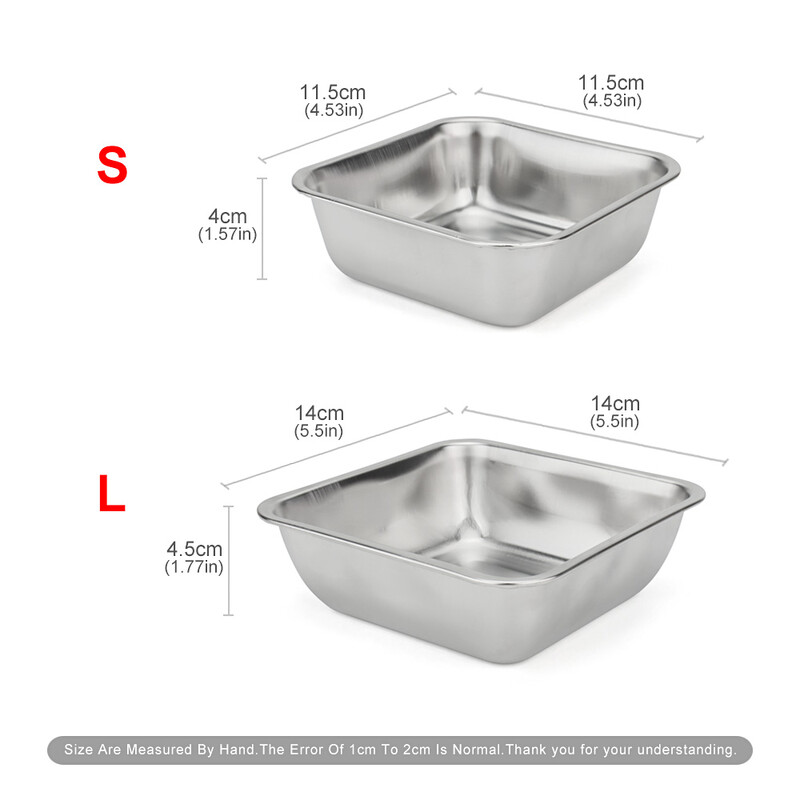Bol pătrat din oțel inoxidabil pentru animale de companie Bol dreptunghiular pentru băutură cu mâncare pentru câini