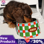 Katės šunų dubuo 15 laipsnių pakreiptas nerūdijančio plieno kačių dubuo Apsauginis kaklelis šuniukų kačių tiektuvas Neslystantis, atsparus susidūrimams augintinio dubuo