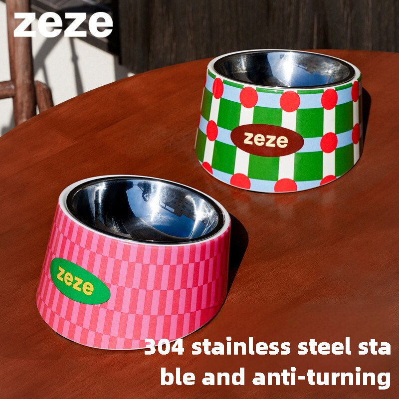 Katės šunų dubuo 15 laipsnių pakreiptas nerūdijančio plieno kačių dubuo Apsauginis kaklelis šuniukų kačių tiektuvas Neslystantis, atsparus susidūrimams augintinio dubuo