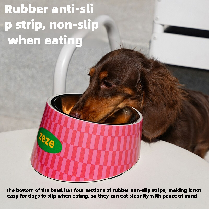 Katės šunų dubuo 15 laipsnių pakreiptas nerūdijančio plieno kačių dubuo Apsauginis kaklelis šuniukų kačių tiektuvas Neslystantis, atsparus susidūrimams augintinio dubuo