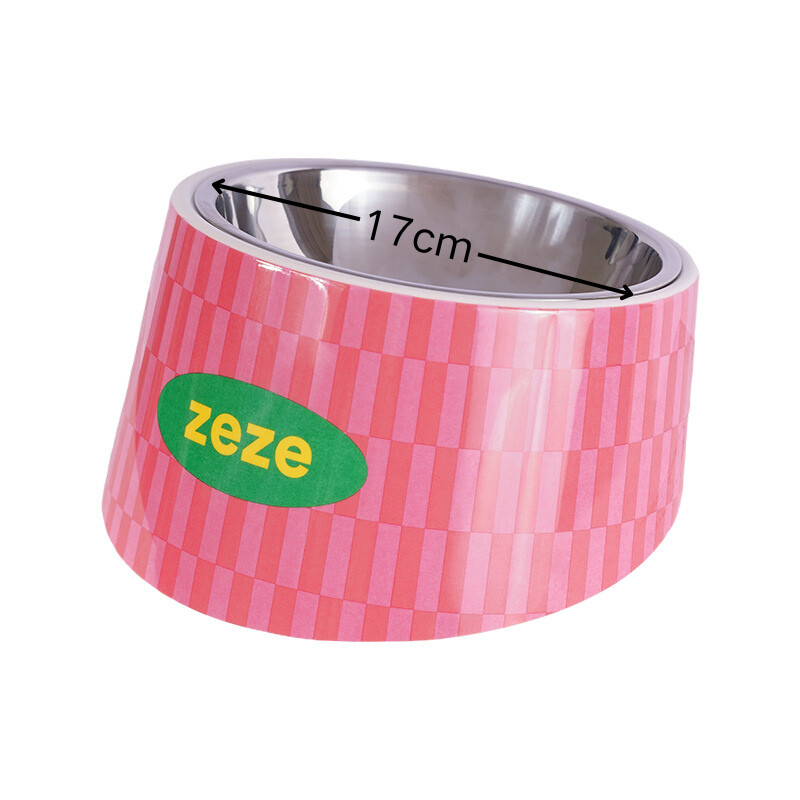 Katės šunų dubuo 15 laipsnių pakreiptas nerūdijančio plieno kačių dubuo Apsauginis kaklelis šuniukų kačių tiektuvas Neslystantis, atsparus susidūrimams augintinio dubuo