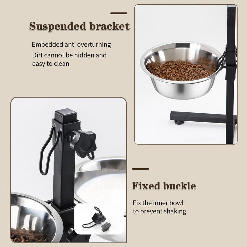 Bol pentru pisici și câini pentru animale de companie Suport de ridicare pe podea Bol dublu reglabil pentru hrană și apă