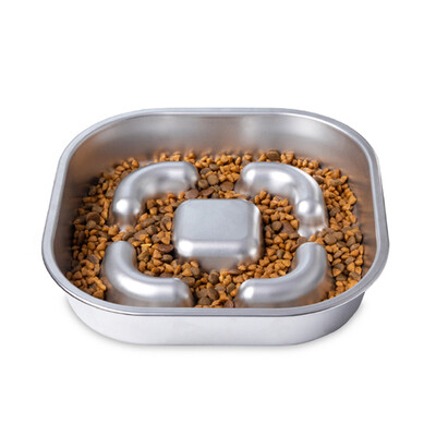 Nerūdijančio plieno naminių šunų dubenys lėtam tiektuvui, neslystantys galvosūkiai, interaktyvūs dubenys, apsaugantys nuo užspringimo, mažiems ir vidutiniams šunims