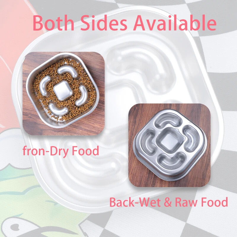 Nerūdijančio plieno naminių šunų dubenys lėtam tiektuvui, neslystantys galvosūkiai, interaktyvūs dubenys, apsaugantys nuo užspringimo, mažiems ir vidutiniams šunims