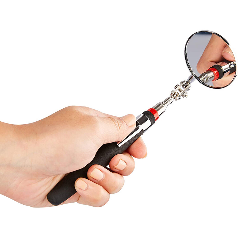 Teleskopinis tikrinimo apvalus veidrodis 360, ištraukiamas, ištraukiamas automobilio žiūrėjimo kampas, reguliuojamas 50 mm teleskopinis automobilio apžiūros veidrodis