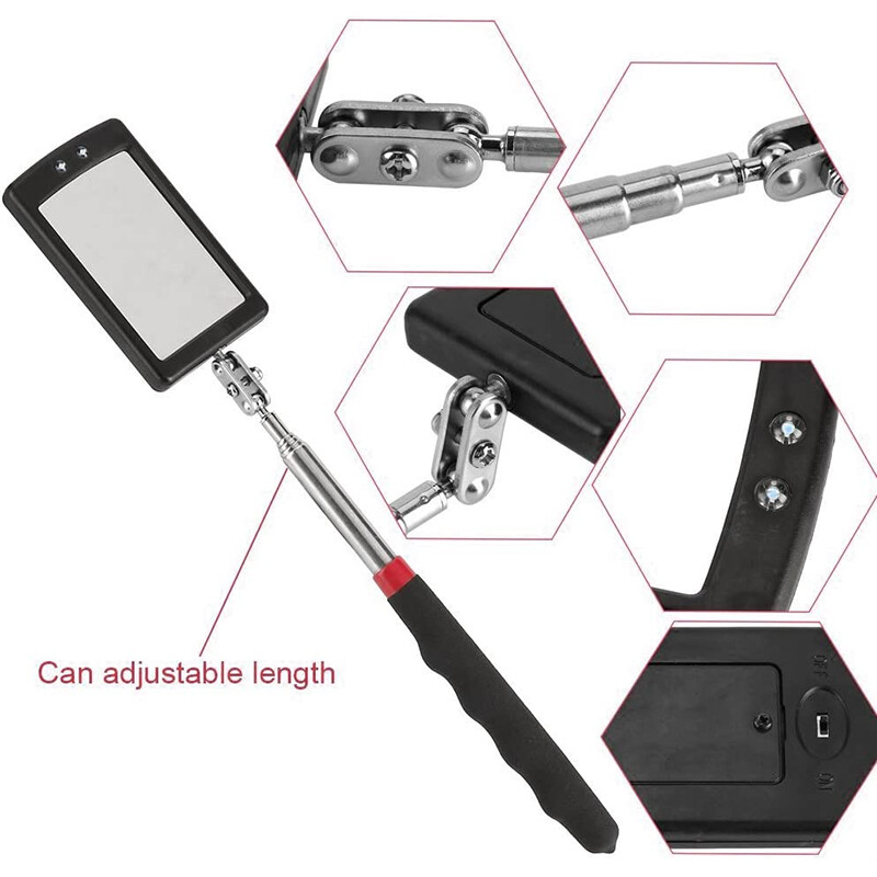 Prijenosni endoskop s teleskopskim ogledalom za pregled automobila s 2LED svjetlom 360° Automatski kutni pregled šasije Alat za otkrivanje automobila