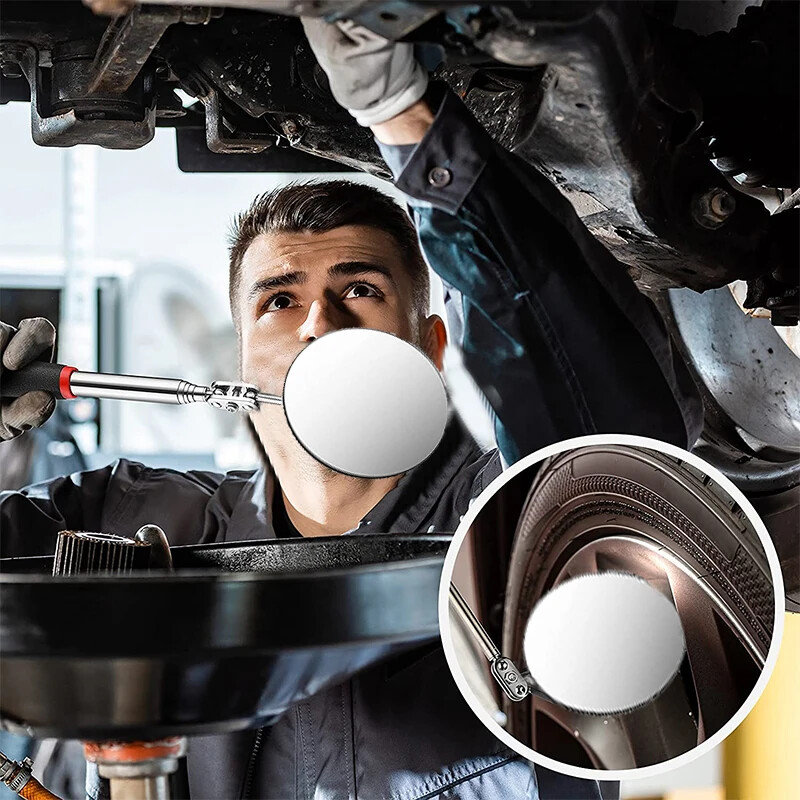 Apvalaus veidrodžio teleskopinio patikrinimo, išplečiamo 50 mm apžiūros veidrodžio automobilio teleskopinio lęšio apvalaus atšvaito veidrodžio 360 remonto įrankis