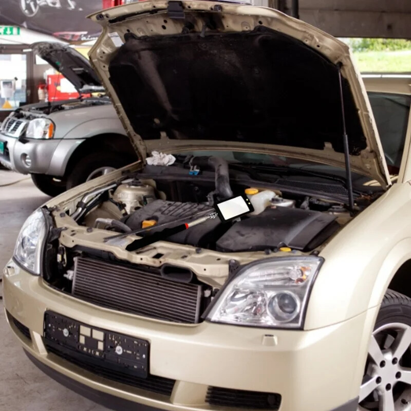 Automašīnas 360° pārbaudes spoguļa LED gaismas teleskopiskie spoguļi, pagarināti mehāniskie instrumenti, pārbaudes spoguļa teleskopiskā roktura remonts arī