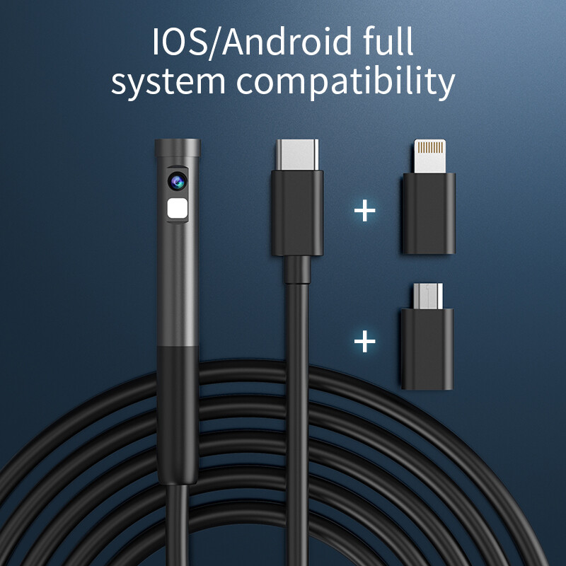 Endoskopo tikrinimo kamera 3 viename mikro USB / C tipo mini tikrinimo kamera, skirta IOS iPhone vandeniui atspariam vamzdyno boreskopui