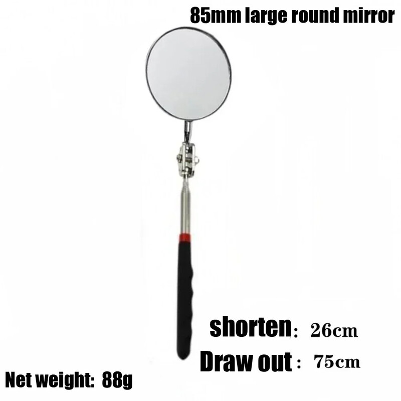 360° pārbaudes spoguļa LED gaismas teleskopiskie spoguļi, pagarināmie mehāniskie instrumenti pārbaudes spoguļa teleskopiskā roktura remonta instrumenti