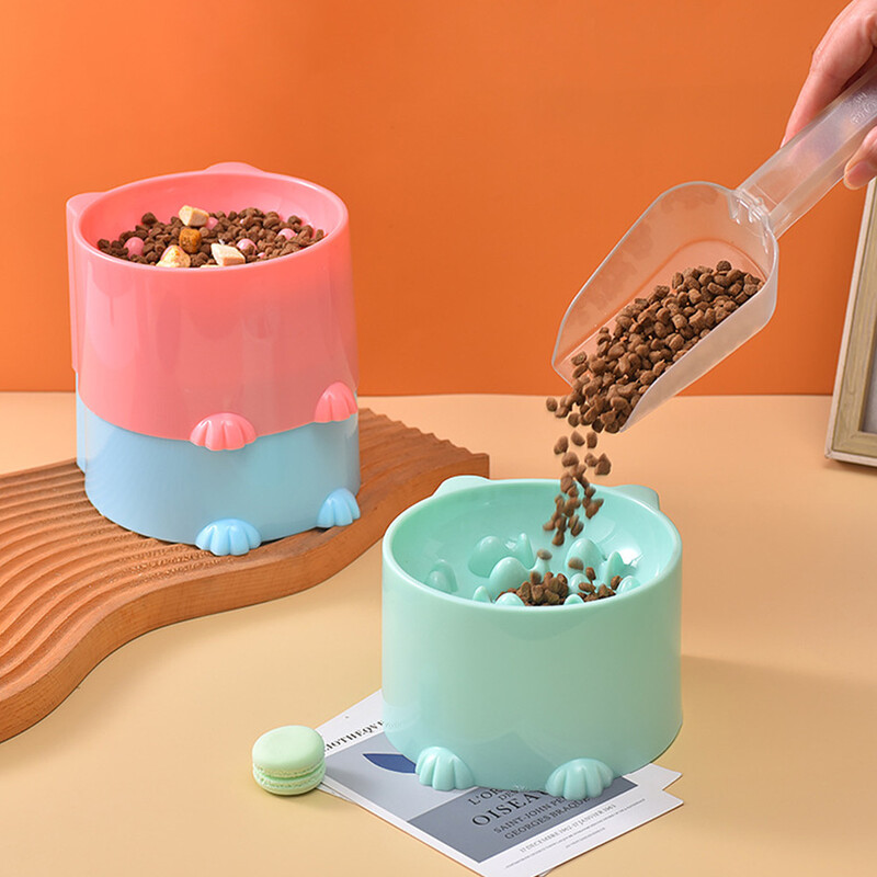 Povišena mačka, spora hranilica, spora hranilica za mačke, slagalice, nagnuta podignuta zdjela za hranu za pse, mačke