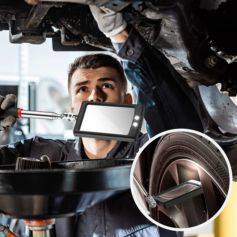 Oglindă de inspecție telescopică pentru mașină Endoscop portabil cu lumină 2LED 360° Șasiu automat Vizualizare unghiulară Instrument de detectare auto