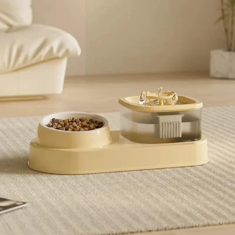 Háziállatok szökőkút automatikus szűrő USB elektromos némító macska itató tál kisállat etető 2 az 1-ben recirkulációs szűrő itató macskák számára