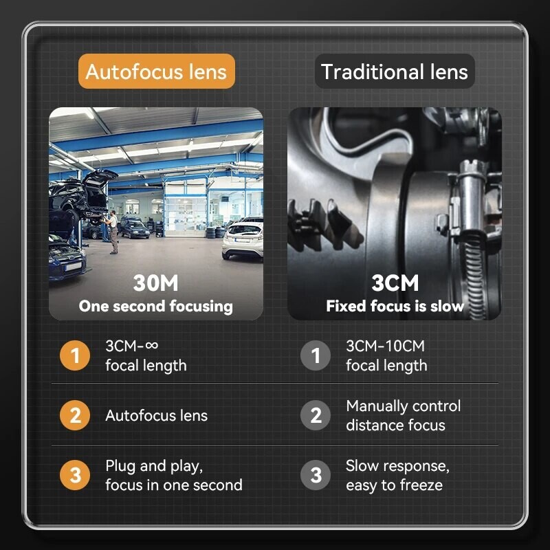 Autofookusega endoskoobikaamera 3in1-tüüpi c-tüüpi mikro-USB tööstuslik boreskoop IP67 veekindel 8LEDS Android-arvuti auto torude kanalisatsiooni jaoks