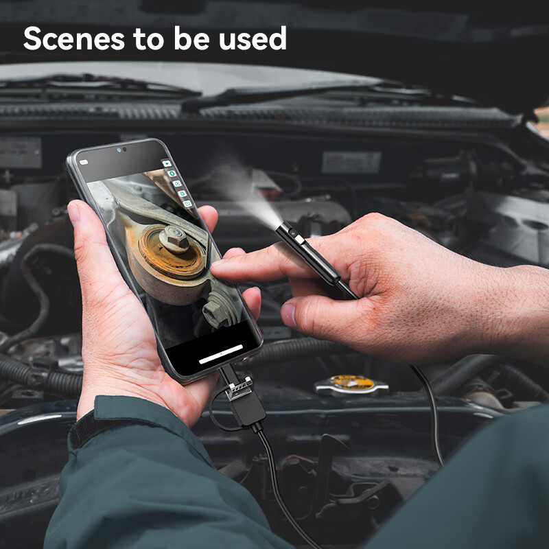 Autofookusega endoskoobikaamera 3in1-tüüpi c-tüüpi mikro-USB tööstuslik boreskoop IP67 veekindel 8LEDS Android-arvuti auto torude kanalisatsiooni jaoks