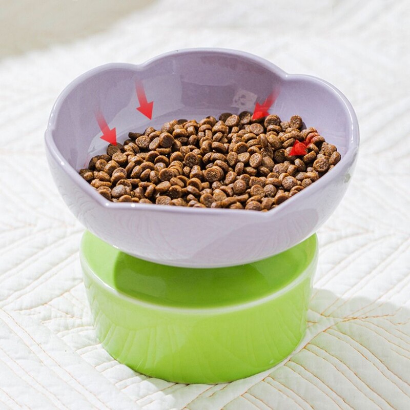 Mājdzīvnieku barošanas bļoda Radoša zieda formas suņu kaķu barotava Keramika Ūdens bļoda kaķēnu barības trauks Mājdzīvnieku piederumi