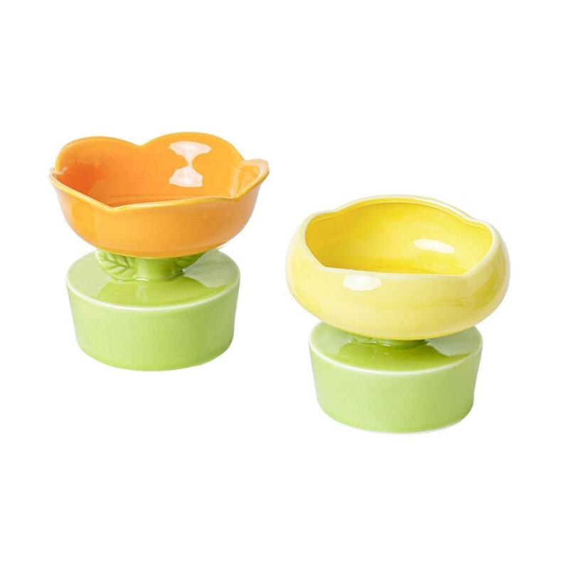 Mājdzīvnieku barošanas bļoda Radoša zieda formas suņu kaķu barotava Keramika Ūdens bļoda kaķēnu barības trauks Mājdzīvnieku piederumi