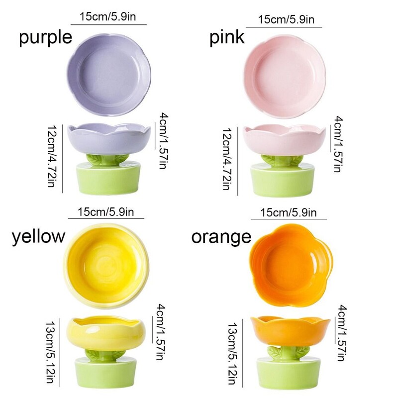 Mājdzīvnieku barošanas bļoda Radoša zieda formas suņu kaķu barotava Keramika Ūdens bļoda kaķēnu barības trauks Mājdzīvnieku piederumi